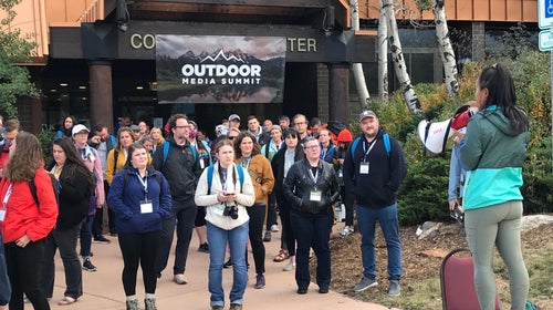 Journalists gather at the the Outdoor Media Summit scavenger hunt