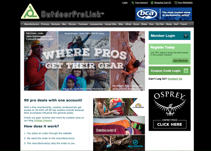 Outdoor Prolink's homepage. Screenshot taken Jan. 21, 2016.