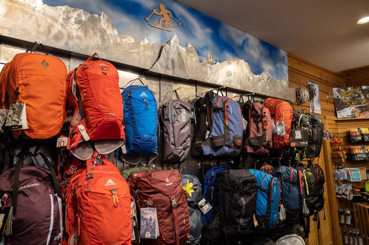 Pack wall at Skinny Skis