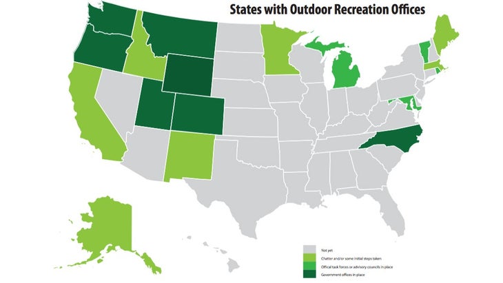 Map of states with outdoor rec offices