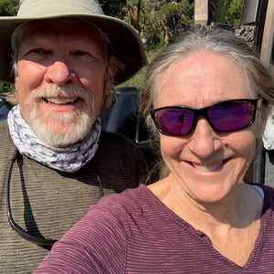 Smiling man and woman, Steve and Noni Barker