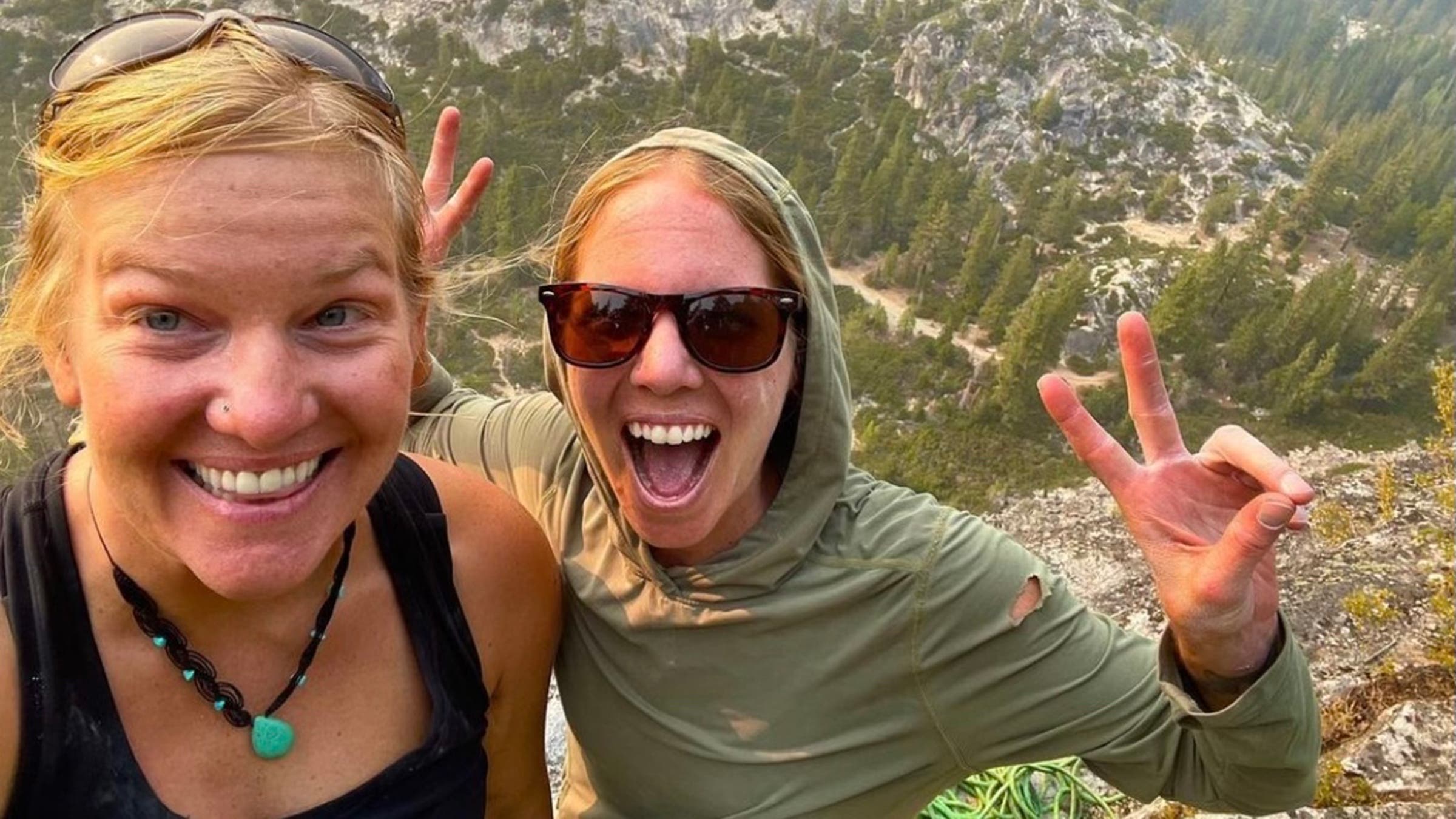 Thiele, left, with her friend Haley at Lover’s Leap