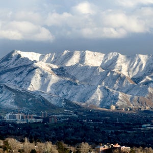 the Wasatch mountains loom over Salt Lake City, Utah