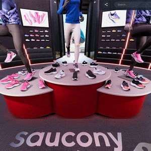 AR display of Saucony shoes