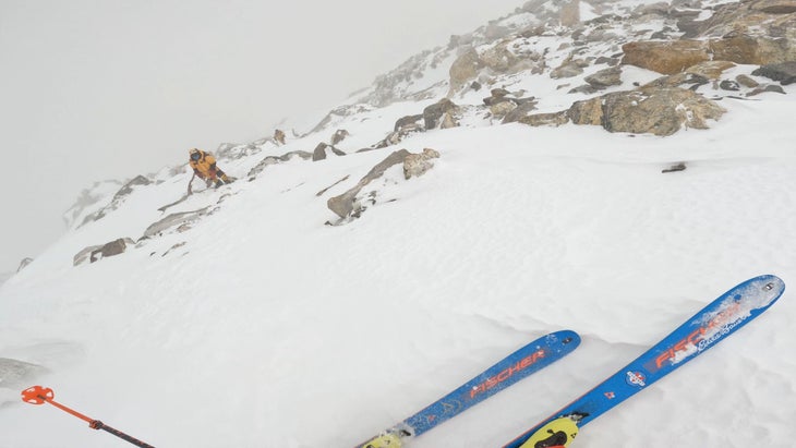 Adrian Ballinger skiing down Makalu.