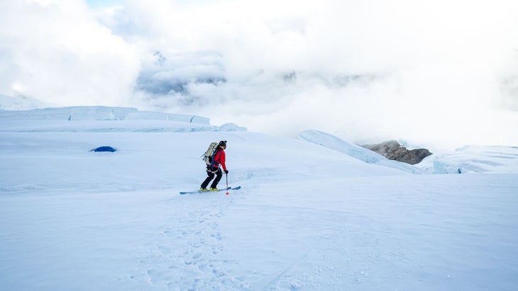 Adrian Ballinger navigating the lower slopes of Makalu. 