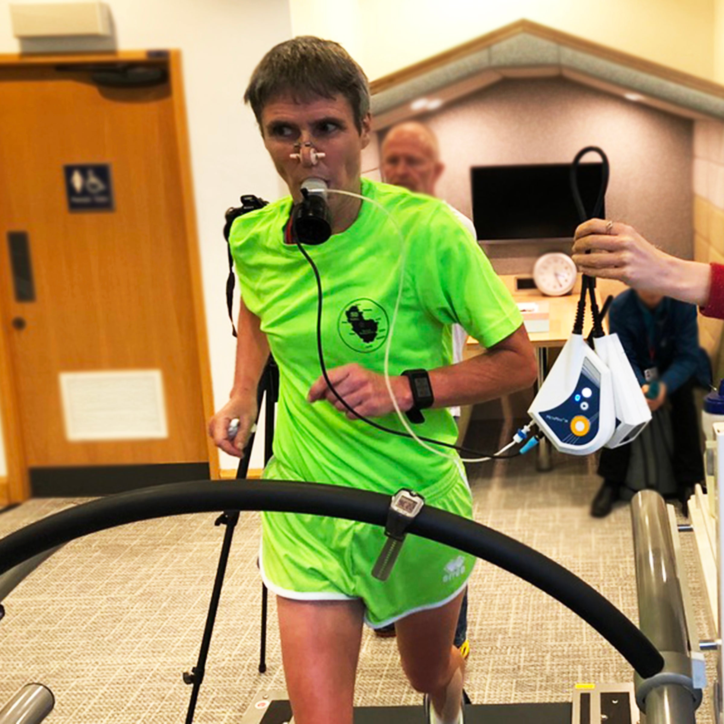 Sharon Gayter running a marathon on a treadmill