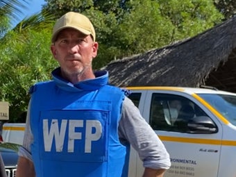 Adrian Nel in a bulletproof vest