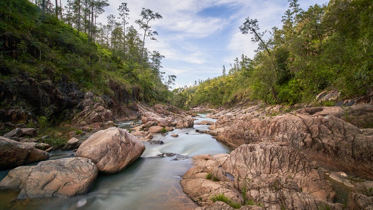 Beautiful Big Rock Falls Waterfall in the Mountain Pine Ridge Forest Reserve in the Caribbean Nation of Belize.