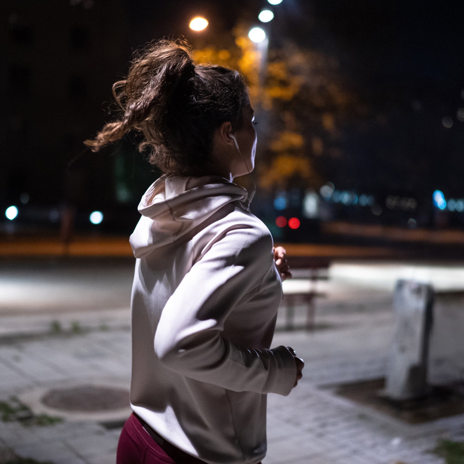 Runner jogging at night