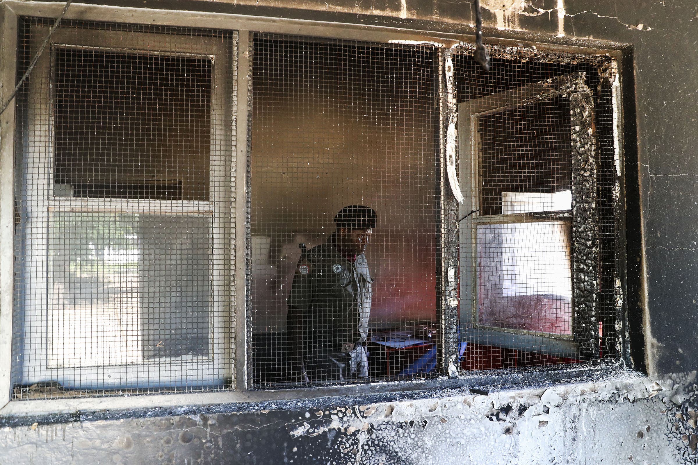 An officer inside Palma’s destroyed police station