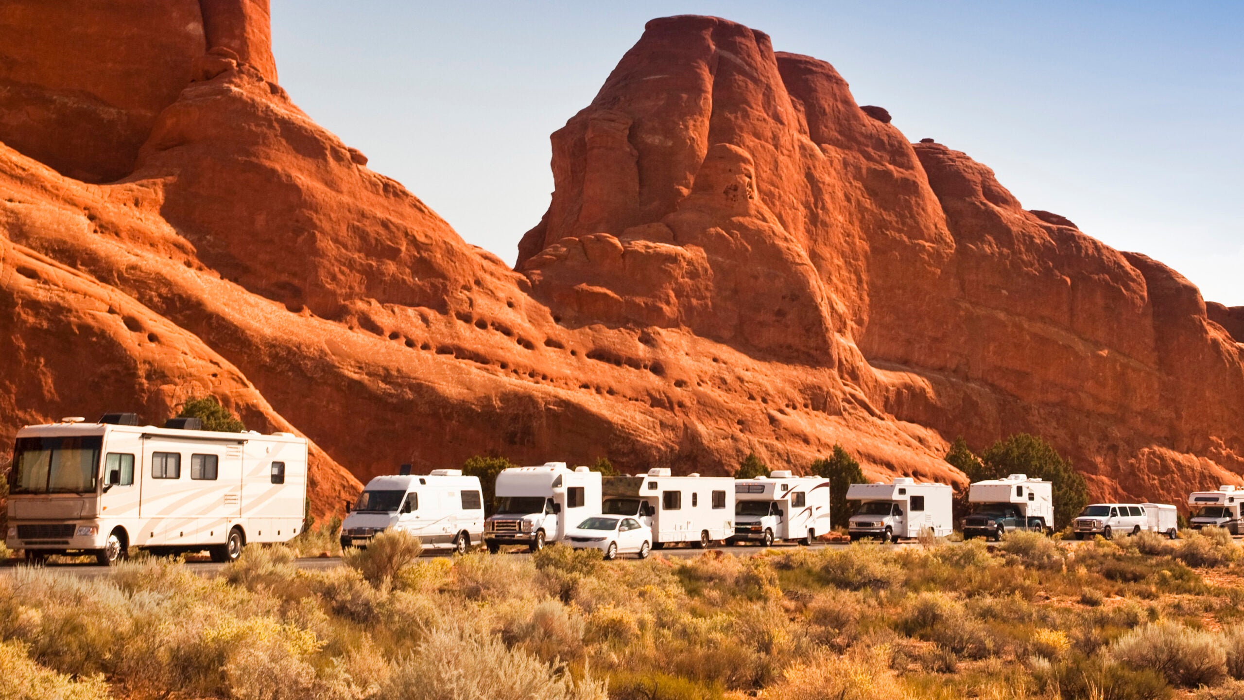 Campers wait to get into a national park.