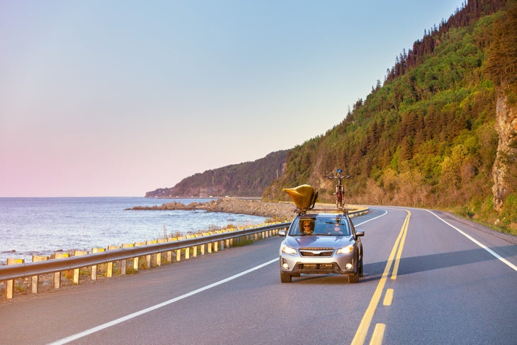 Driving along the ocean in Quebec