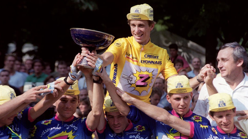 Greg LeMond wins his third Tour de France.