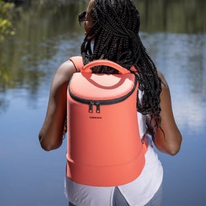 person wearing Corkcicle backpack