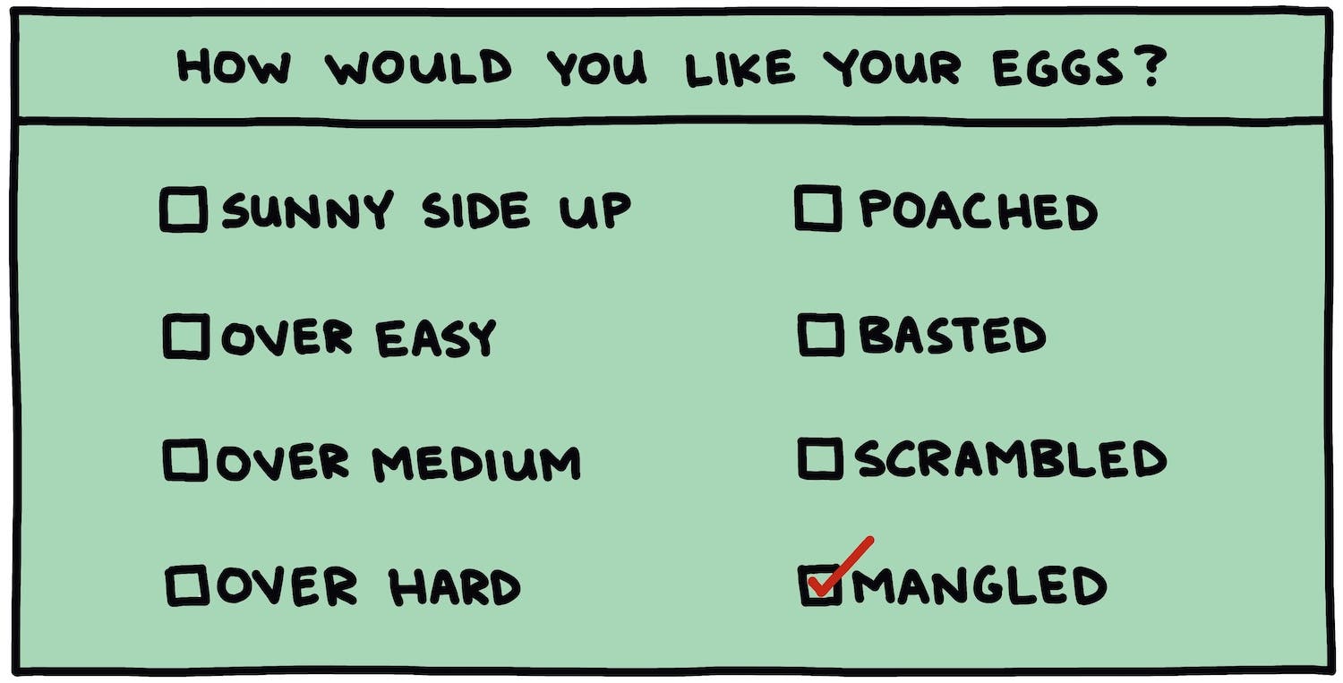 "How would you like your eggs?" survey illustration