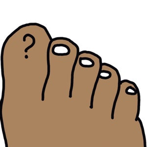 Illustration of feet with question marks over big toe nails