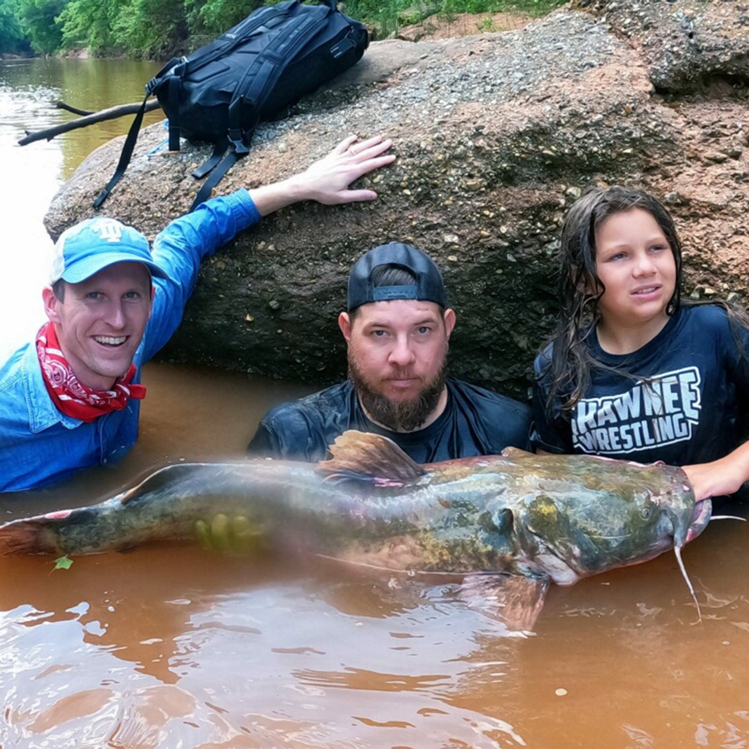 4-Year-Old Girl Catches a Flathead Catfish Bigger Than Her - Wide