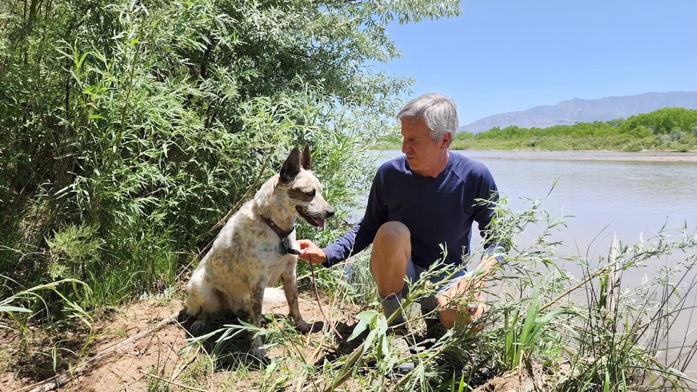 Sorenson and Elwood by the Rio Grande, near their home in Corrales, New Mexico
