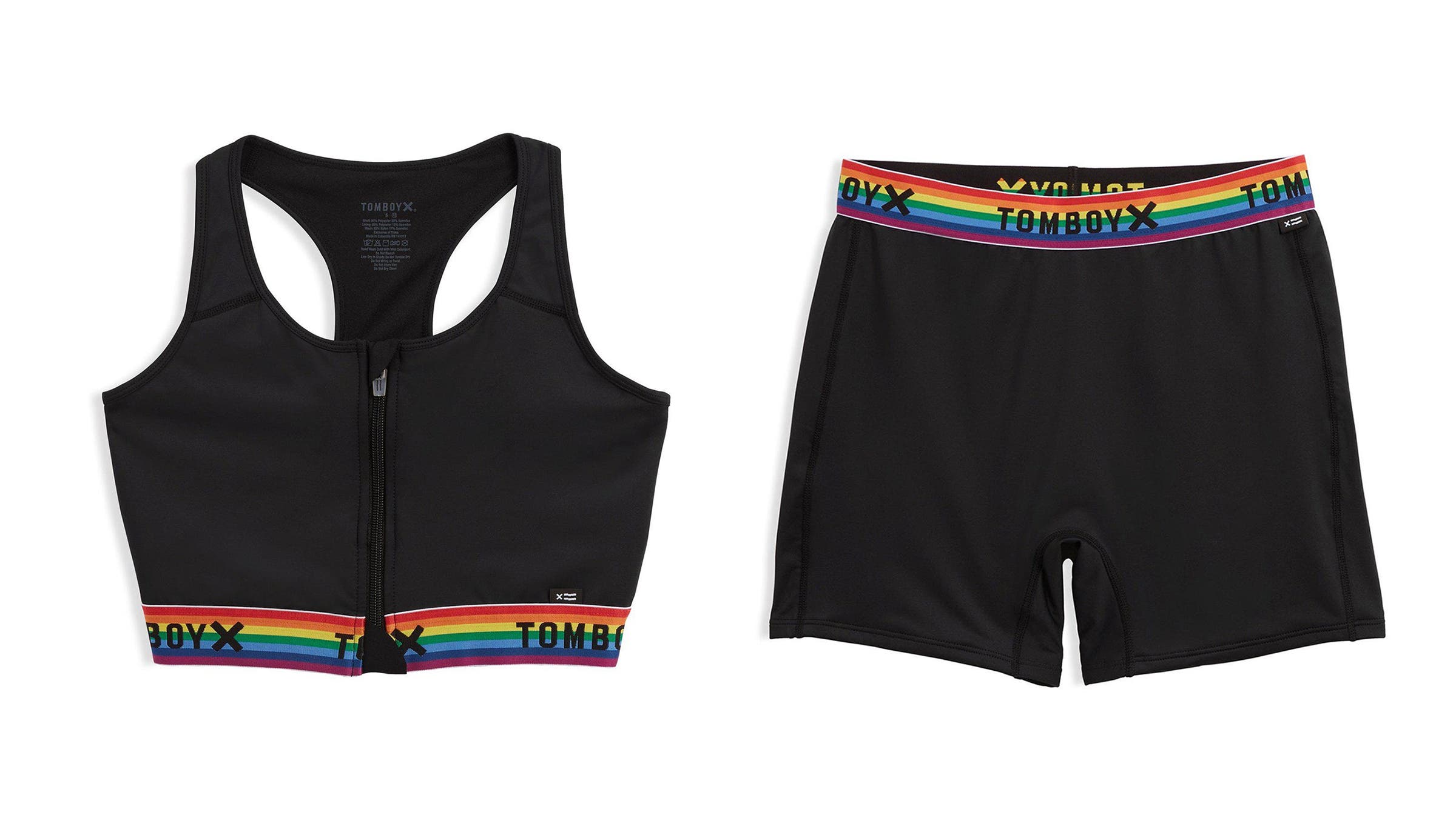 TomboyX Swim Racerback Zip Top and Swim 4.5-inch Shorts