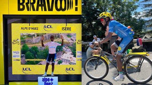 Adrien Niyonshuti climbs Alpe d'Huez.