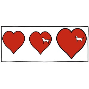 Dog-shaped hole in heart, heart growing in size