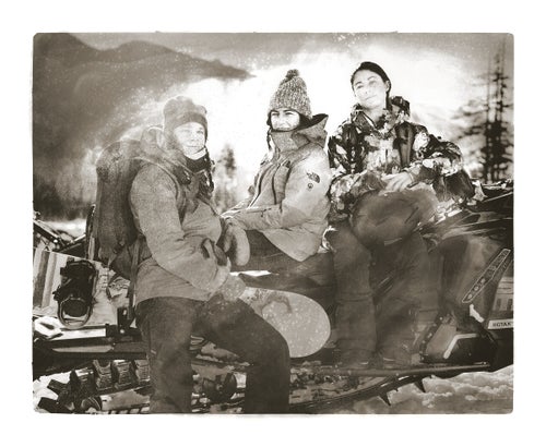 Canadian pros Marie-France Roy (left), Leanne Pelosi, and Robin Van Gyn in Whistler, British Columbia