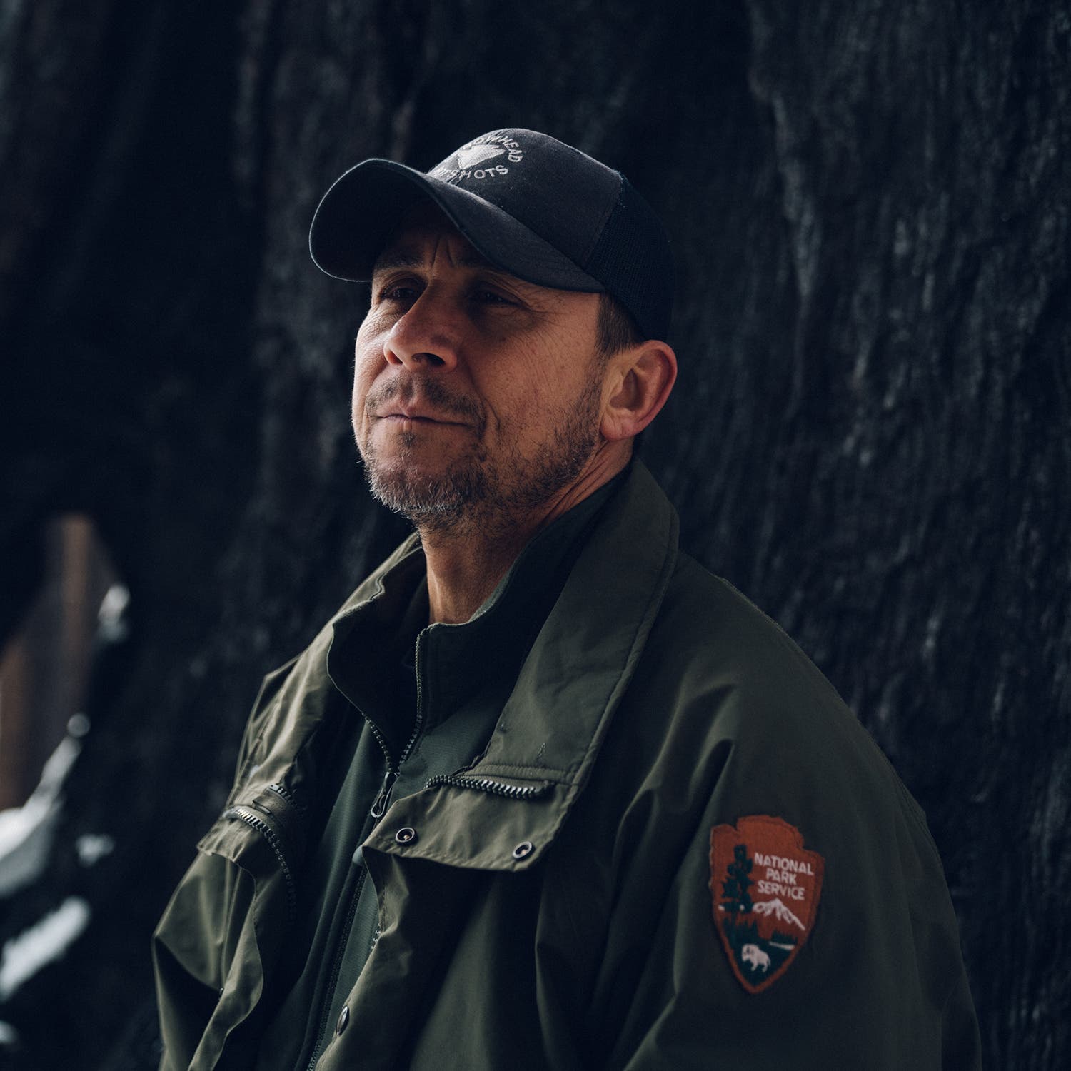 Joe Suarez, superintendent of the Arrowhead Hotshots, in the Grant Grove of Sequoia–Kings Canyon National Parks