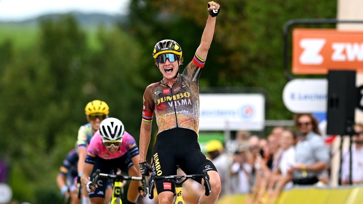 Marianne Vos of Netherlands and Jumbo Visma Women Team celebrates winning during the 1st Tour de France Femmes 2022, Stage 2