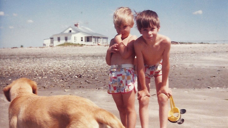 The author (right) with his brother on Little Cobb Island in 1978