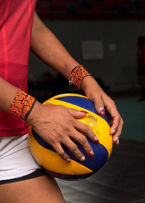 Yeisymar Ayarza Avila in winis, traditional beaded bracelets worn by Guna women