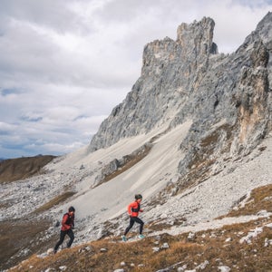Trail runners on rocky terrain