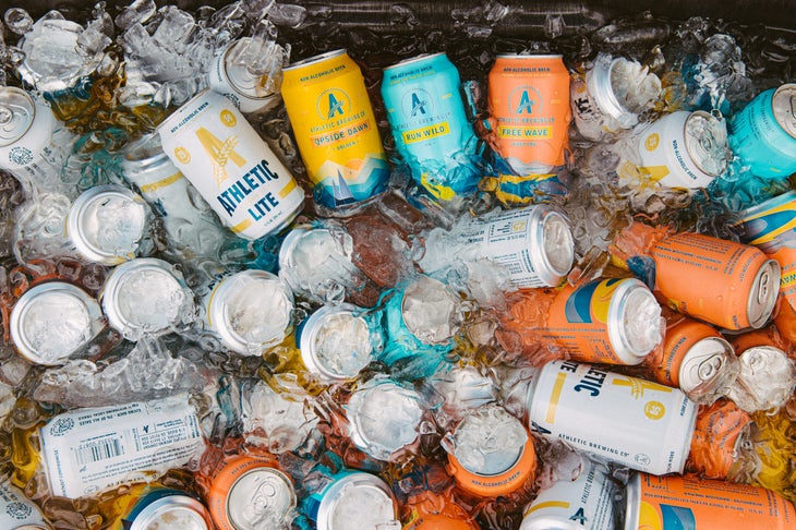 Athletic Brewing Company non-alcoholic beverages in ice