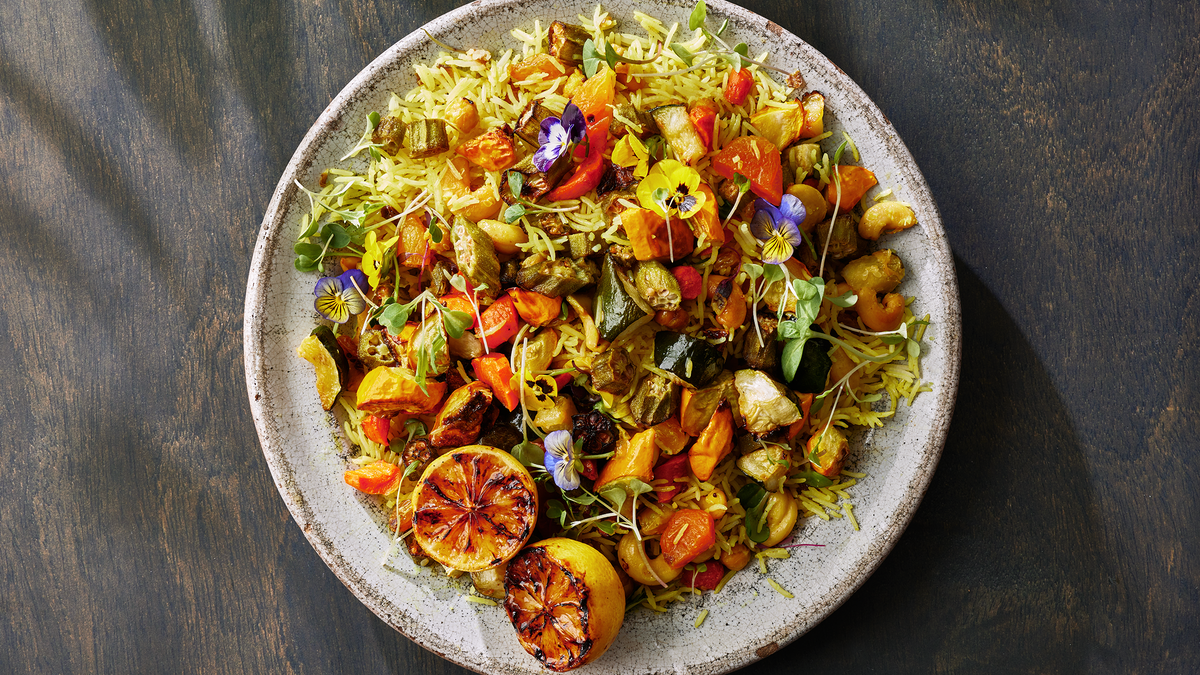 Biriyani-Style Rice Salad with Dried Apricots and Cashews