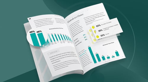 Open book with statistics