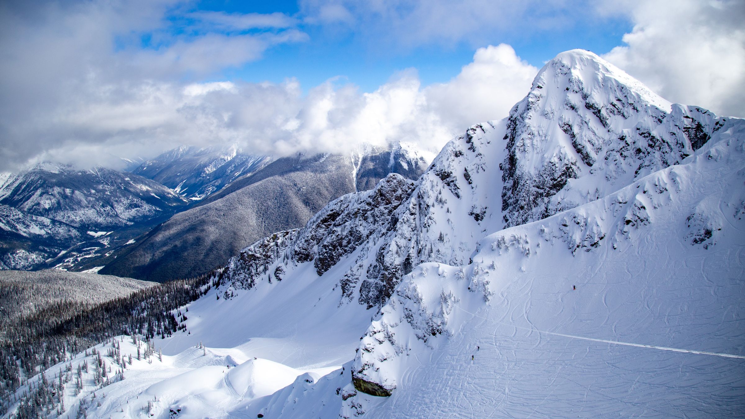 Snowy mountain scene