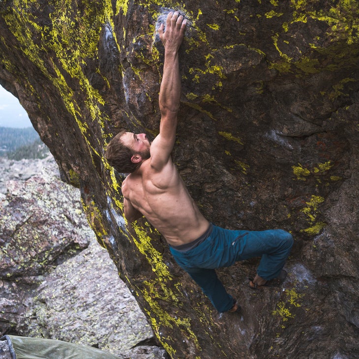 Corey Flynn climbing in Rocky Mountain National Park