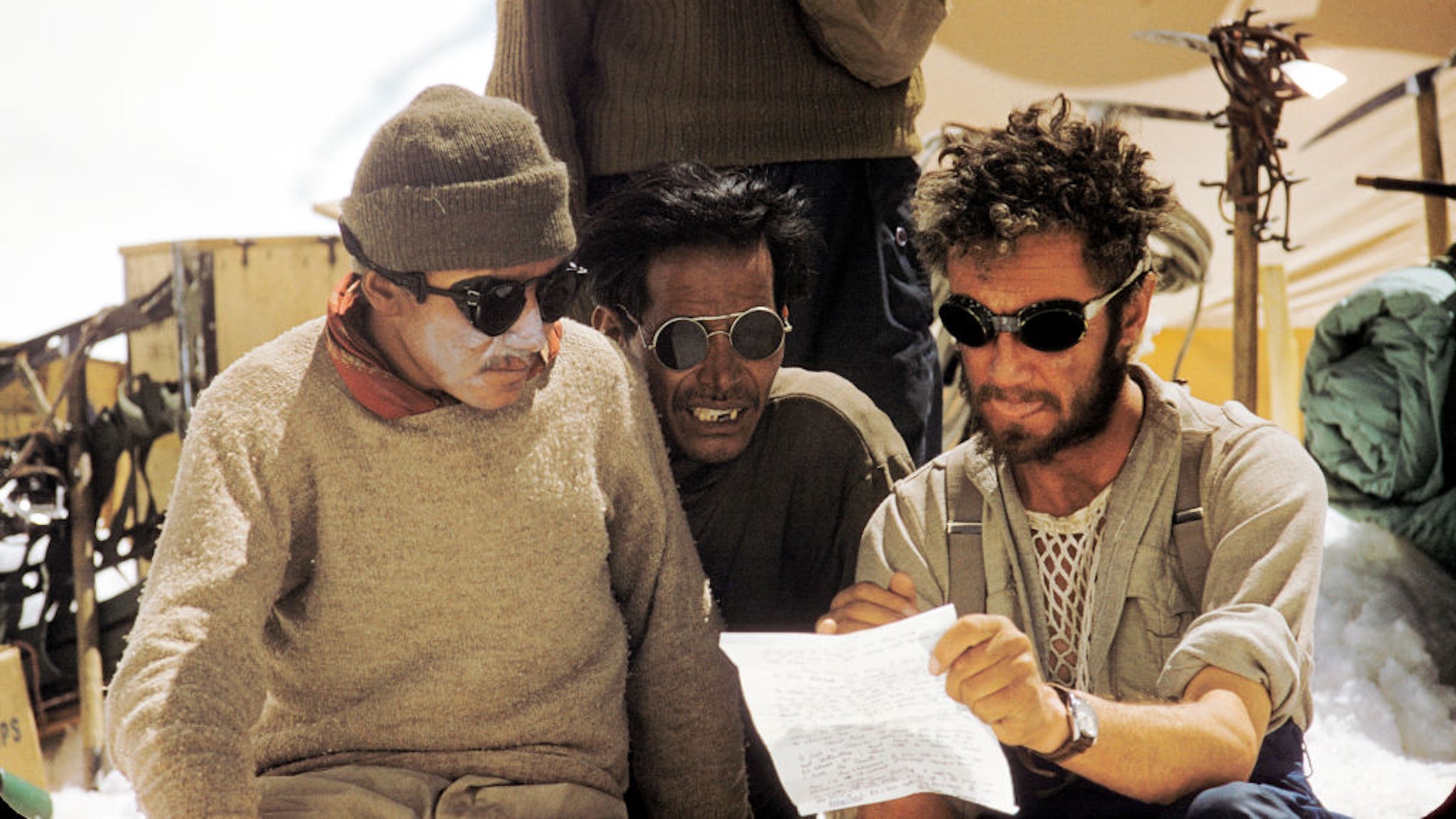 Wylie translating a letter to Tenzing Norgay and Thondup (the Cook)