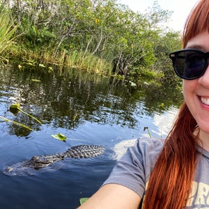 The author’s selfie shot with an alligator
