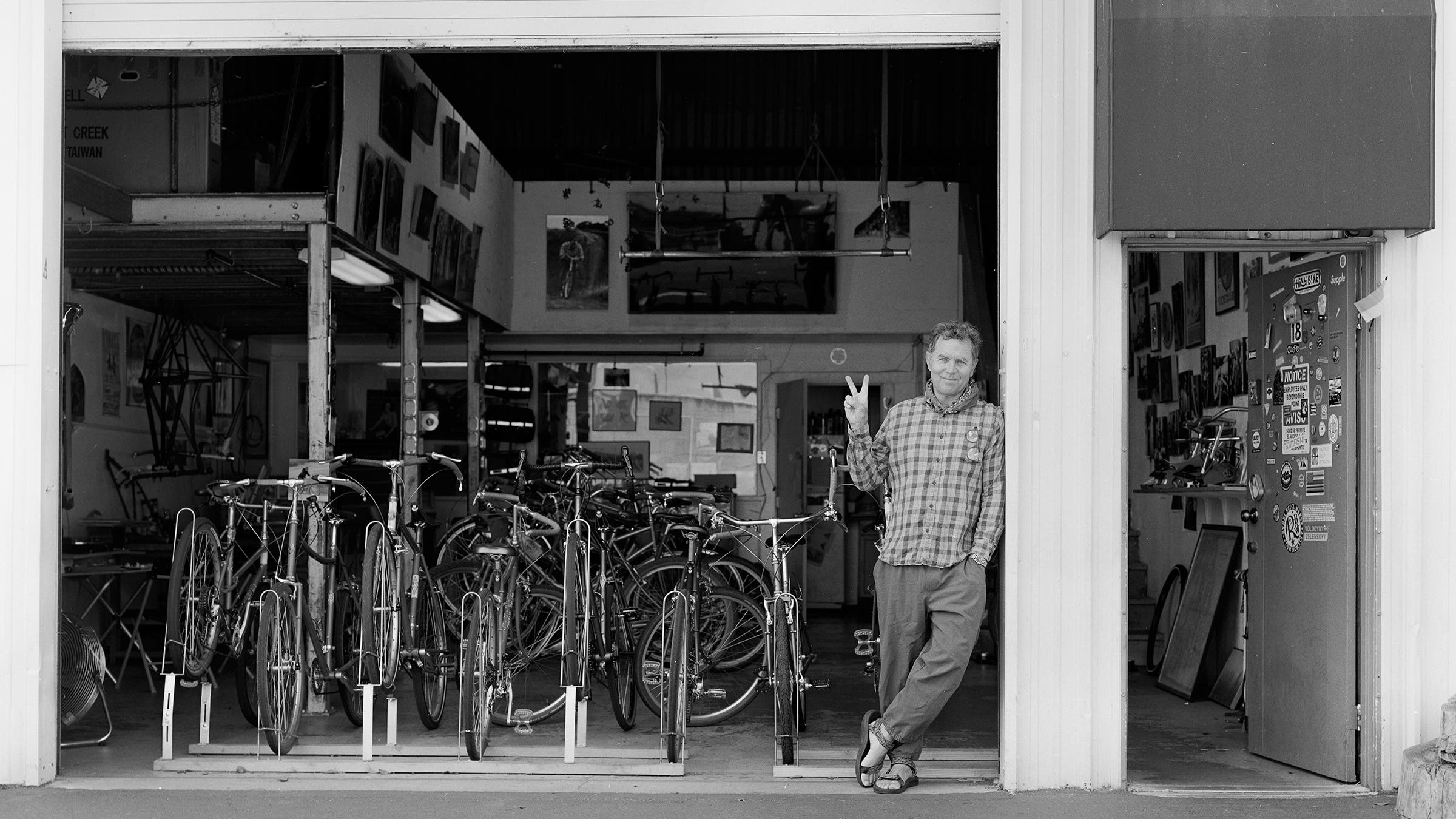 Petersen, in front of the Rivendell showroom.