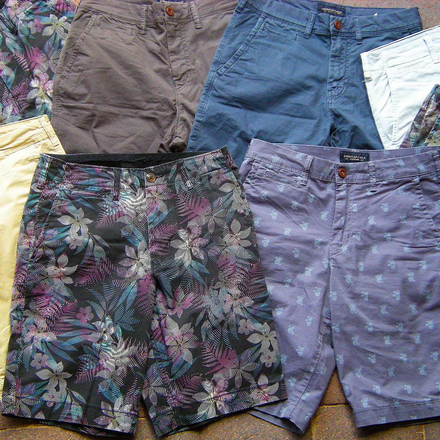The author’s spring, summer, fall, and winter shorts collection