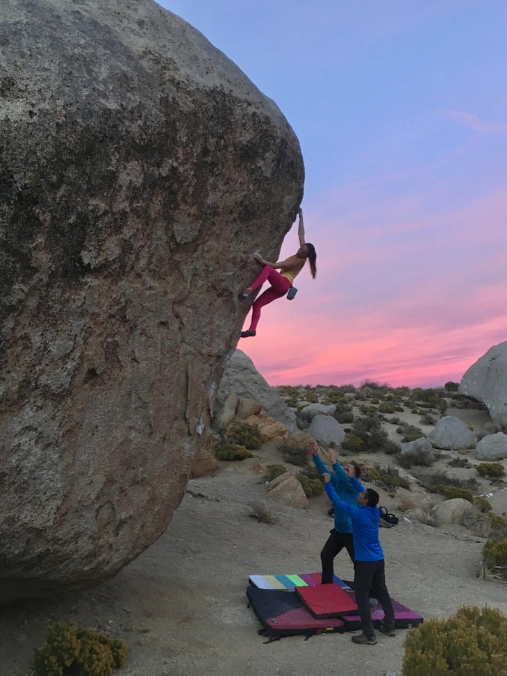 woman bouldering