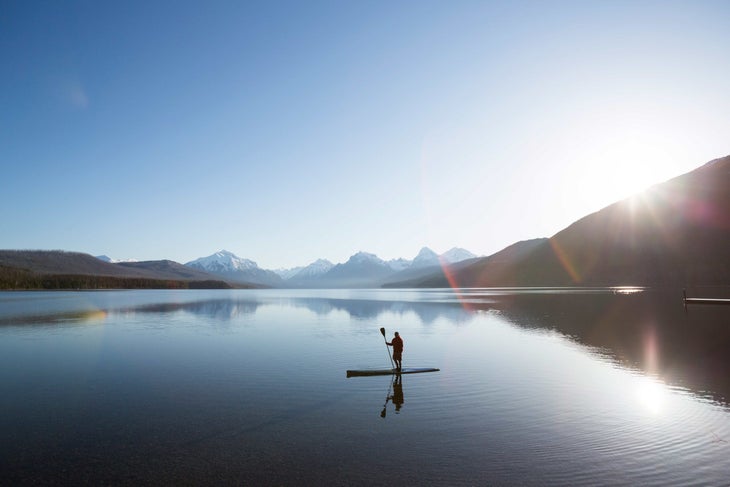 paddleboard lake glacier