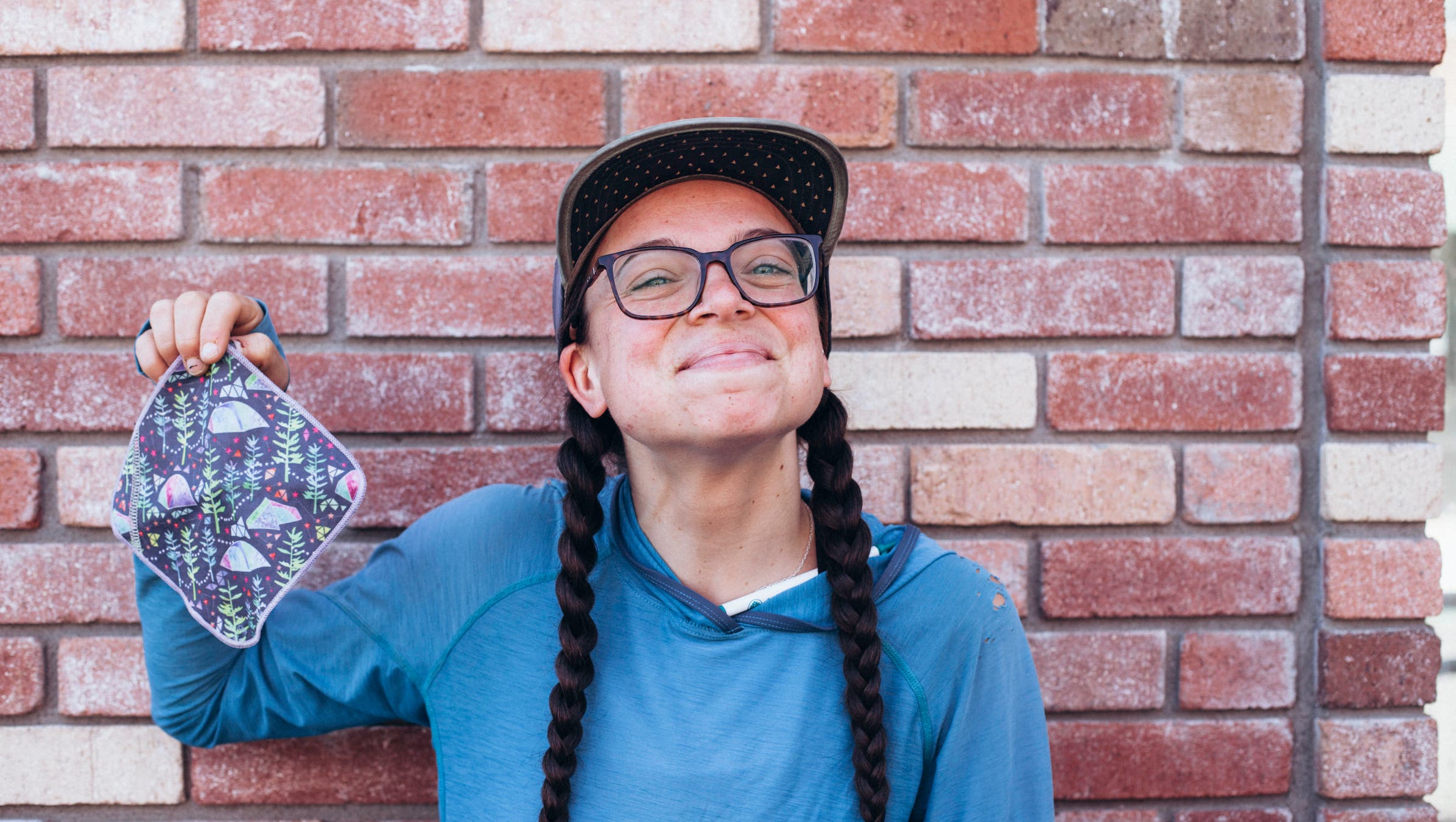 Rascal PCT Hiker shows off her Kula Pee Cloth