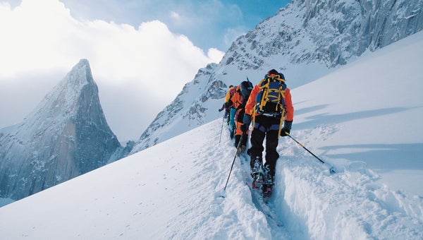 Backcountry skiers in skintrack