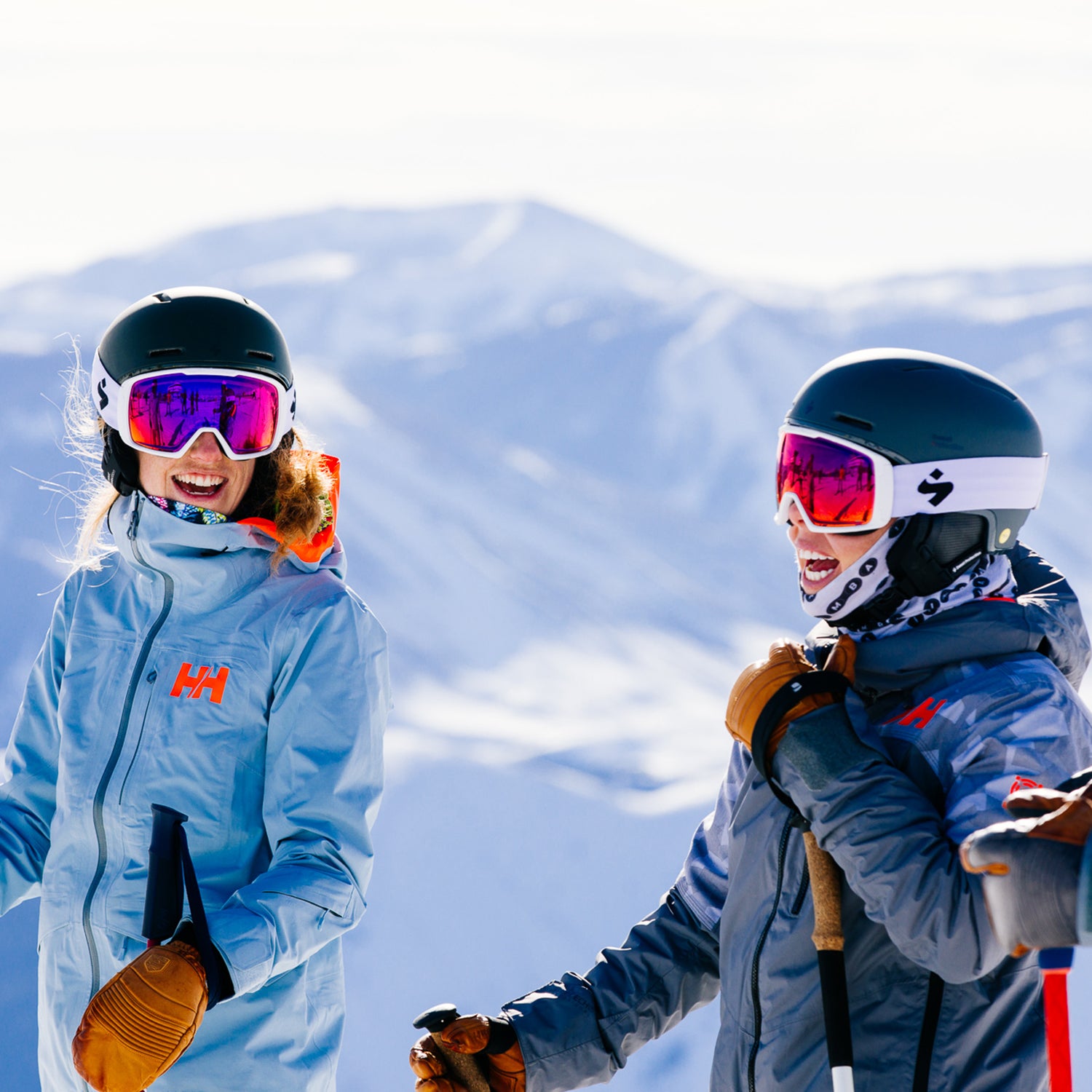 Gear testers in Sweet Protection ski helmets