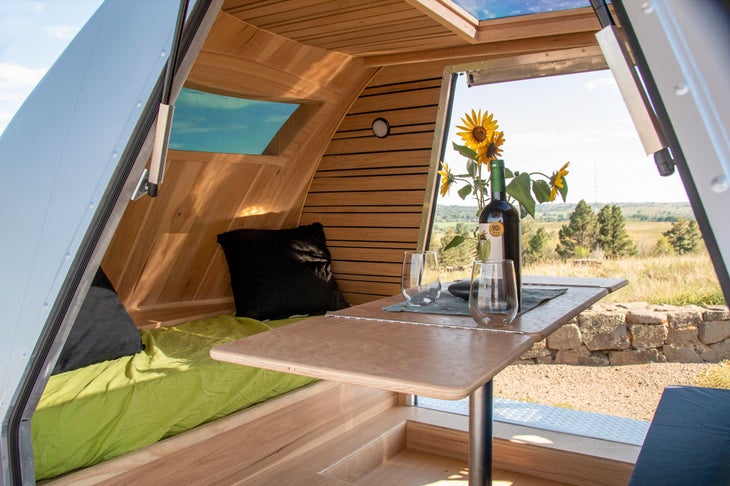 Interior of a small trailer