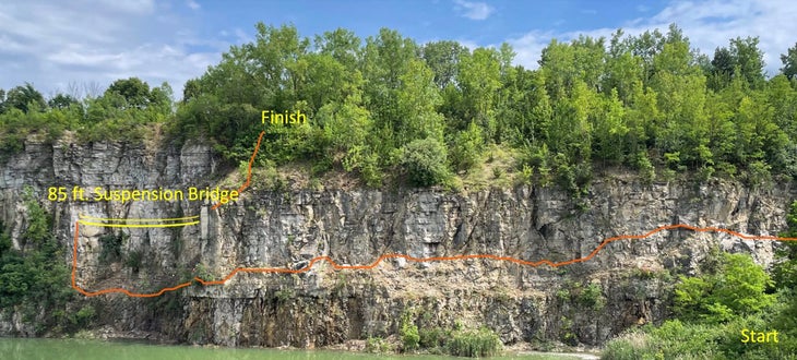 Map of a rock cliff in Ohio