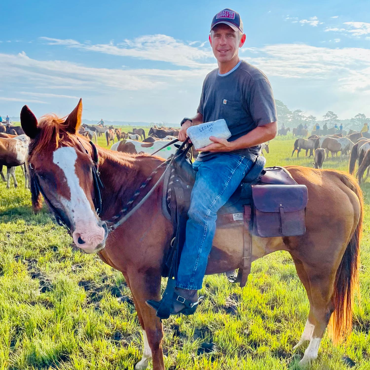 Steven Liscum with Legend’s ashes