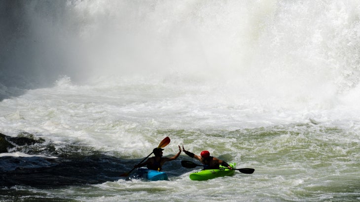 Kayaking a raging river